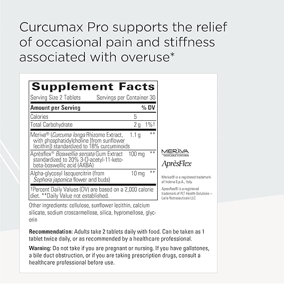 Integrative Therapeutics Curcumax Pro - Premium Turmeric Supplement with Curcumin & Bioperine for Joint & Digestive Support - Ideal for Active Lifestyles & Wellness Routines