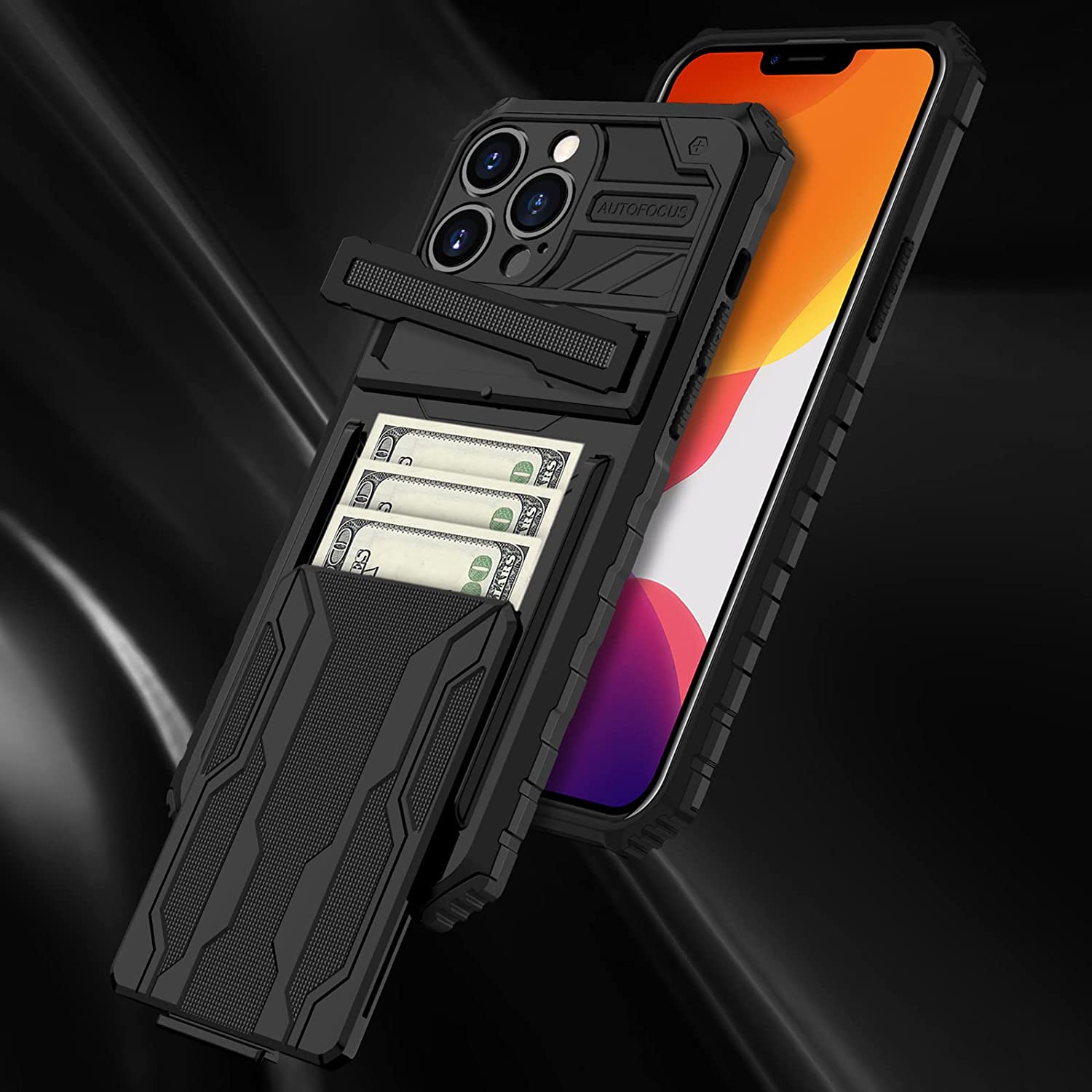 Premium Shockproof iPhone 14 Pro Max Case with Wallet Slot - Full Body Protection, Anti-Scratch & Drop Resistant Cover for Daily Use, Travel & Outdoor Activities - Black