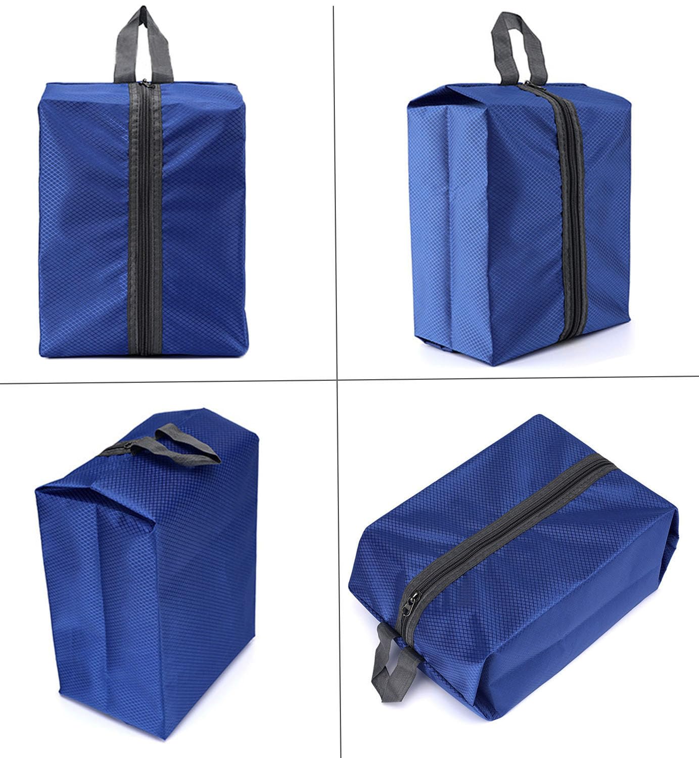 4 Pack Washable Travel Shoe Bags - Blue Nylon & Oxford Fabric with Zipper Closure | Perfect for Gym, Vacation & Organization