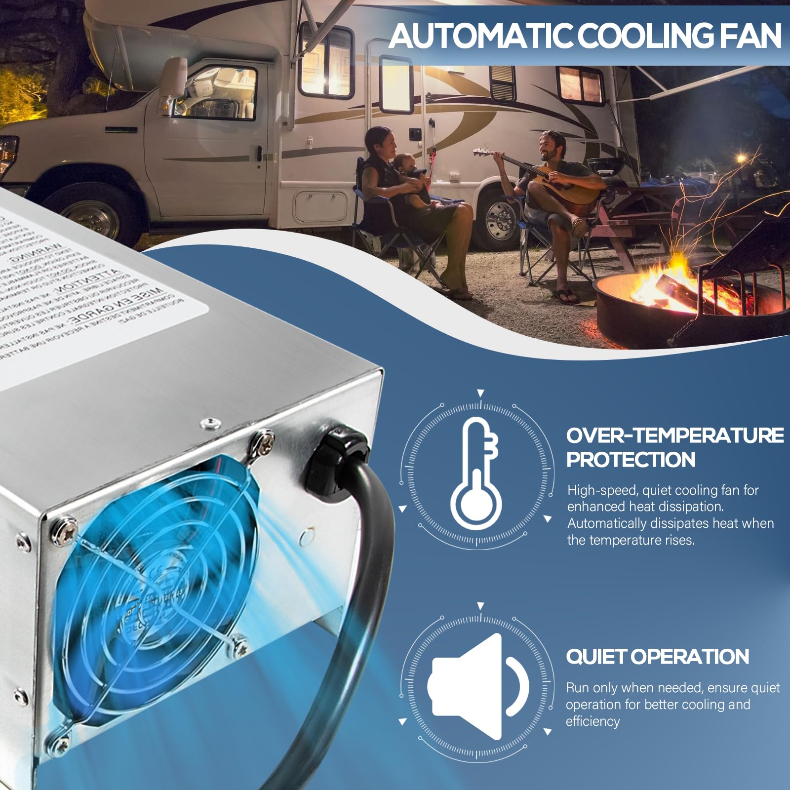 WF-9875 75 Amp RV Power Converter Charger - Replacement for WF-9800 Series (WF-9875-AD-CB, WF-9875-MBA) - Deck Mount Power Supply for RV Trailers & Campers - Perfect for Off-Grid Living & Boondocking