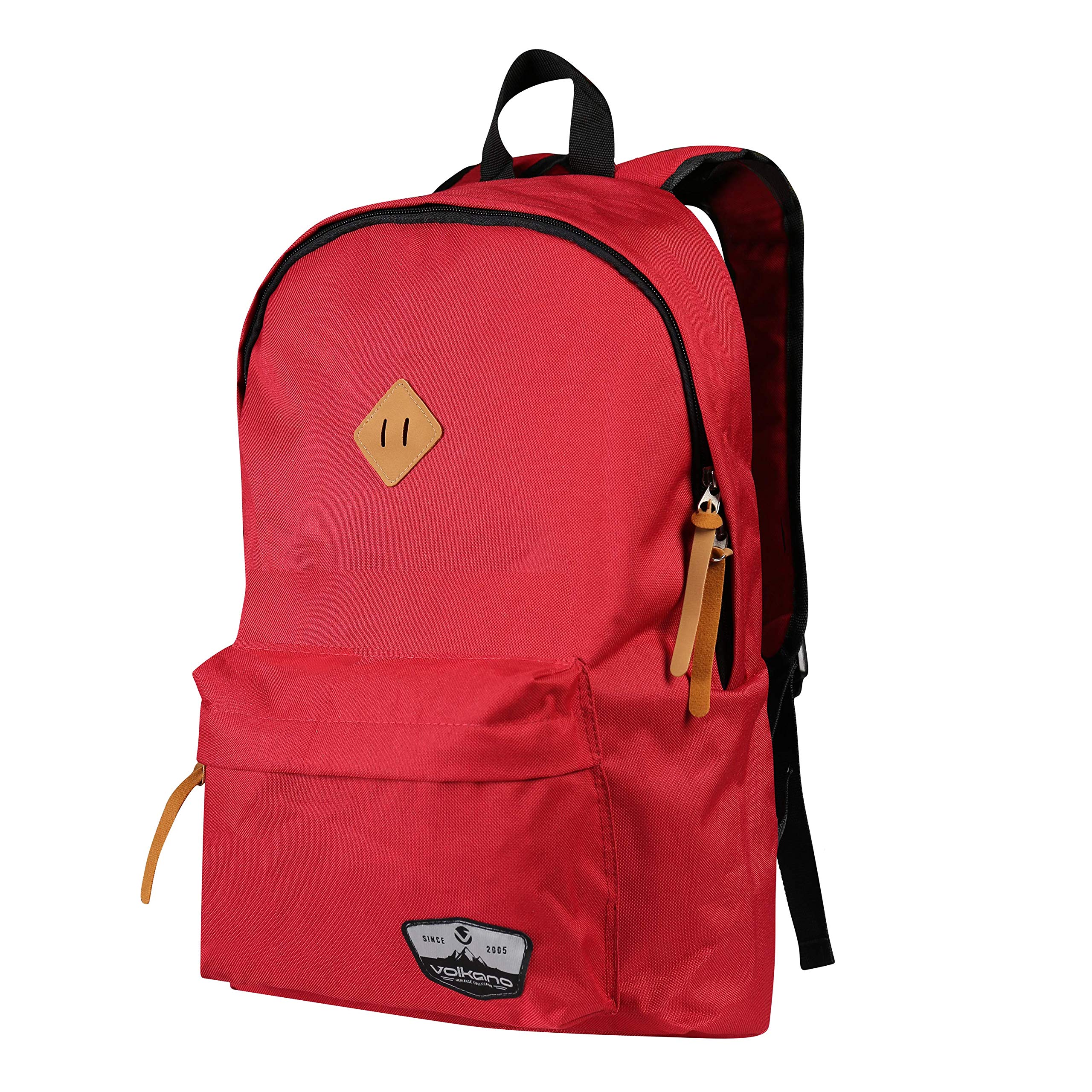 Volkano Red Backpack with Laptop Compartment - Lightweight Durable Travel Backpack for School, Work & Outdoor Adventures | Adjustable Shoulder Straps & Comfortable Padded Back Support | Perfect for Students, Commuters & Travelers (Red)