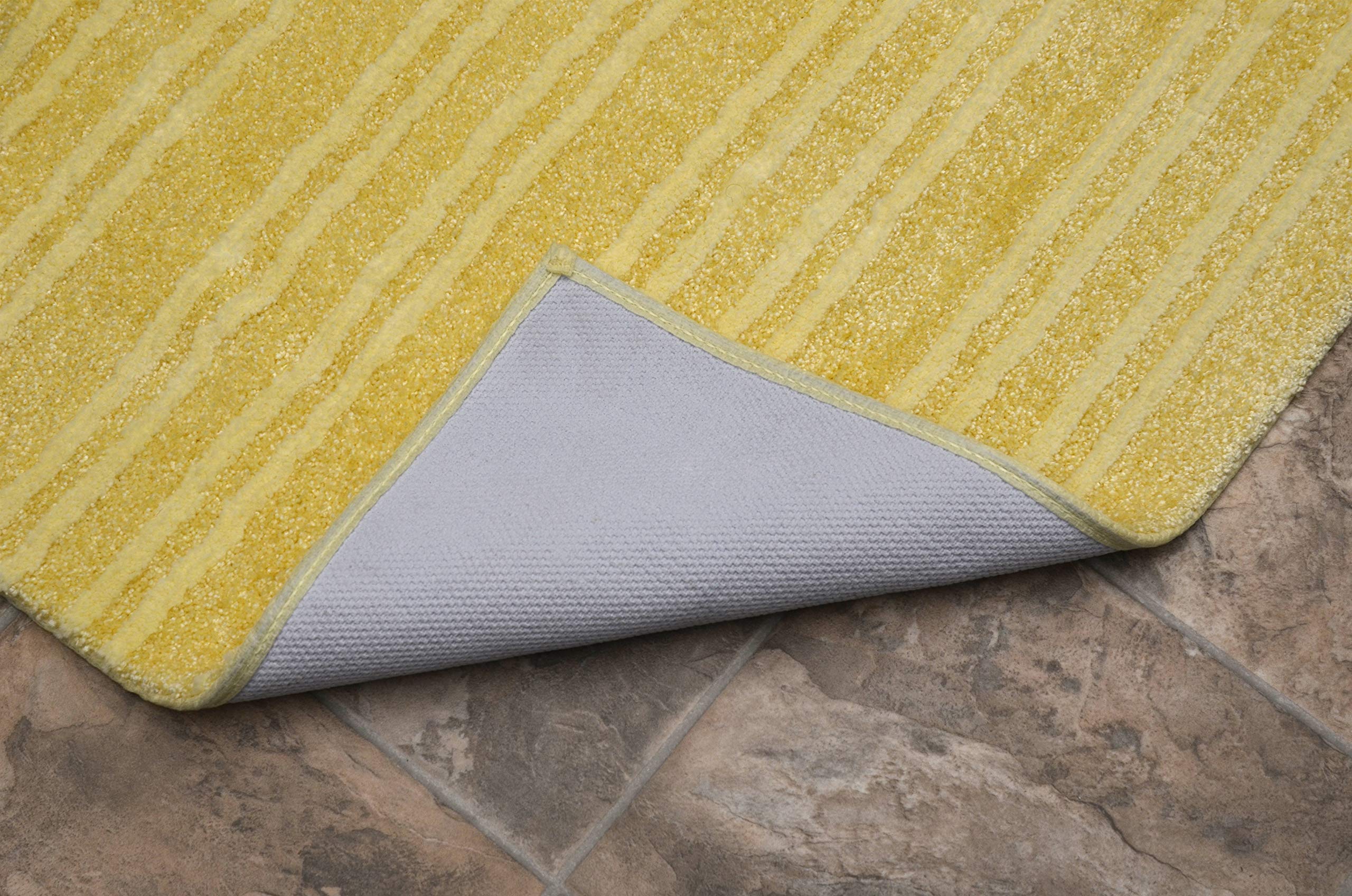 Garland Rug Grand Isle Non-Slip Bath Rug 2-Piece Set - Rubber Ducky Yellow | Soft Absorbent Bathroom Mat for Kids & Adults - Perfect for Bath, Shower & Vanity Areas