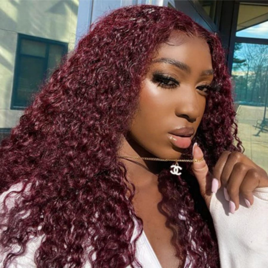 99J Burgundy 5x5 HD Lace Closure Wig - Human Hair with Natural Hairline | Fast USA Shipping | Perfect for Daily Wear, Parties & Special Occasions