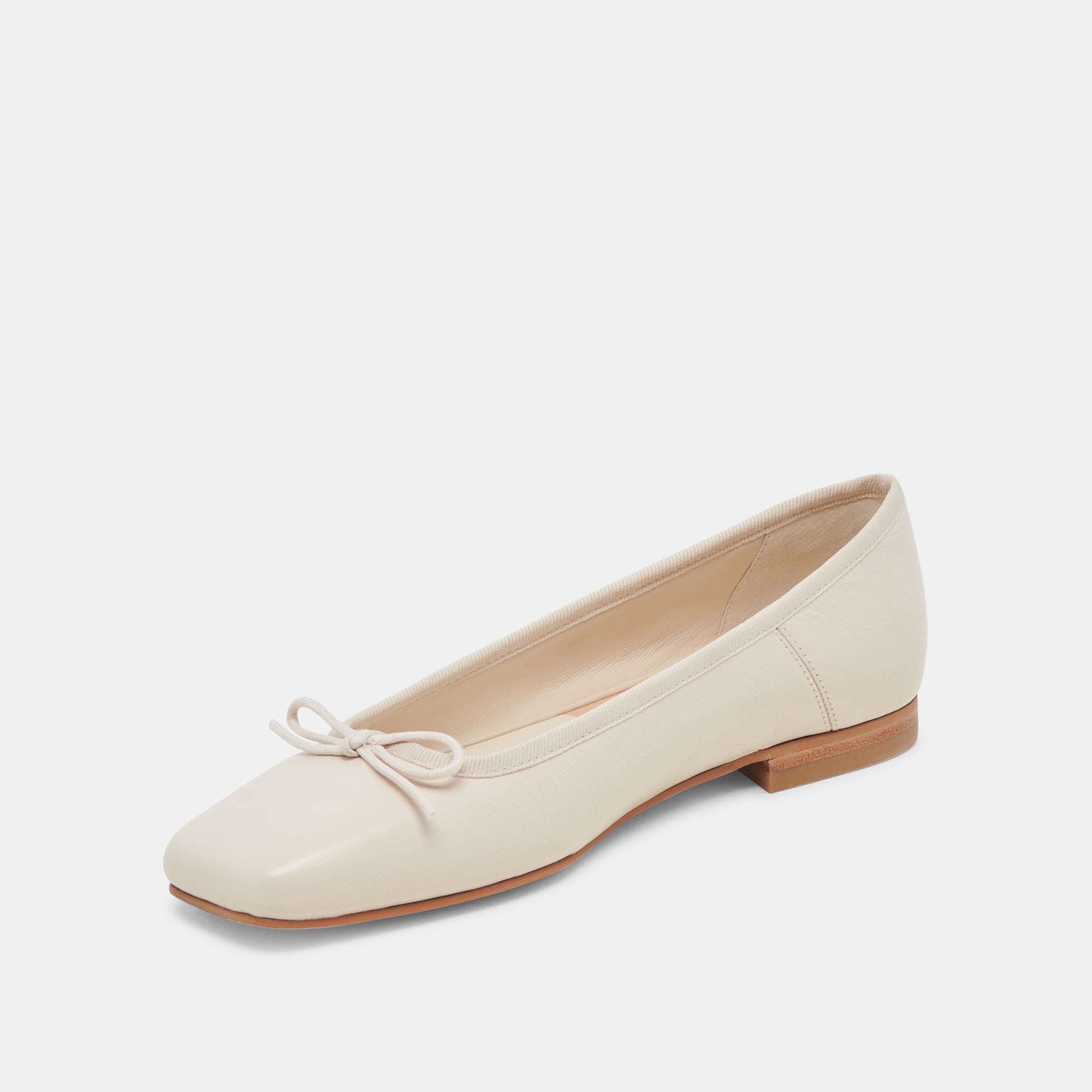 ANISA Ballet Flats for Women - Crinkle Patent Leather Pointed Toe Shoes in Cream - Comfortable & Stylish for Work, Office, and Casual Wear