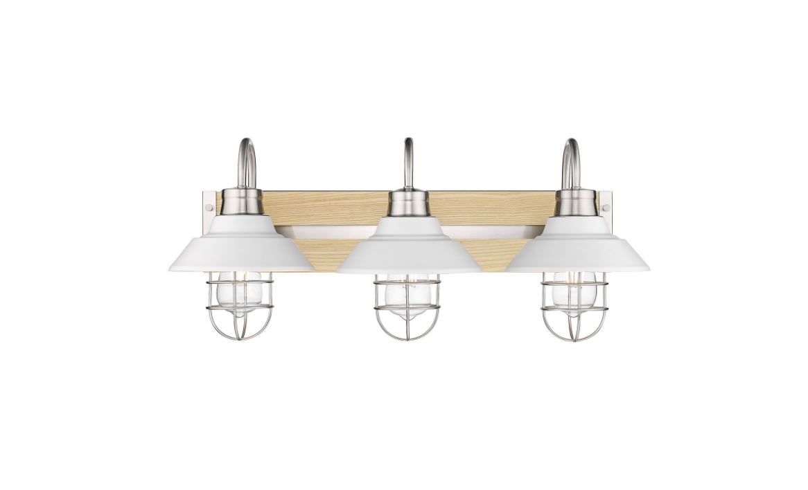 Modern 3-Light Vanity Mirror Light for Bathroom - Brushed Nickel Finish, Dimmable LED Lighting for Makeup & Grooming - Perfect for Bedroom, Dressing Room & Spa Decor