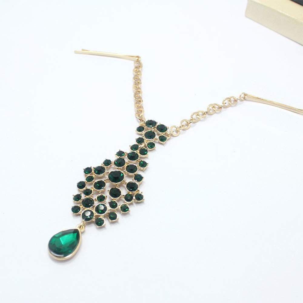 Bohemian Emerald Gemstone Head Chain - Elegant Bridal Forehead Jewelry for Women & Girls - Perfect for Prom, Party, Festival & Boho Wedding Accessories
