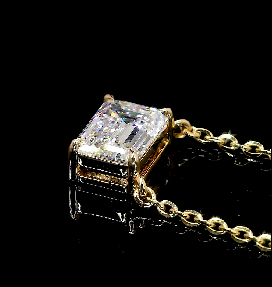 2.03 Carat Lab Grown Emerald Cut Diamond Pendant in 14K Yellow Gold - VS2 Clarity, F Color - Perfect for Anniversary Gifts & Special Occasions