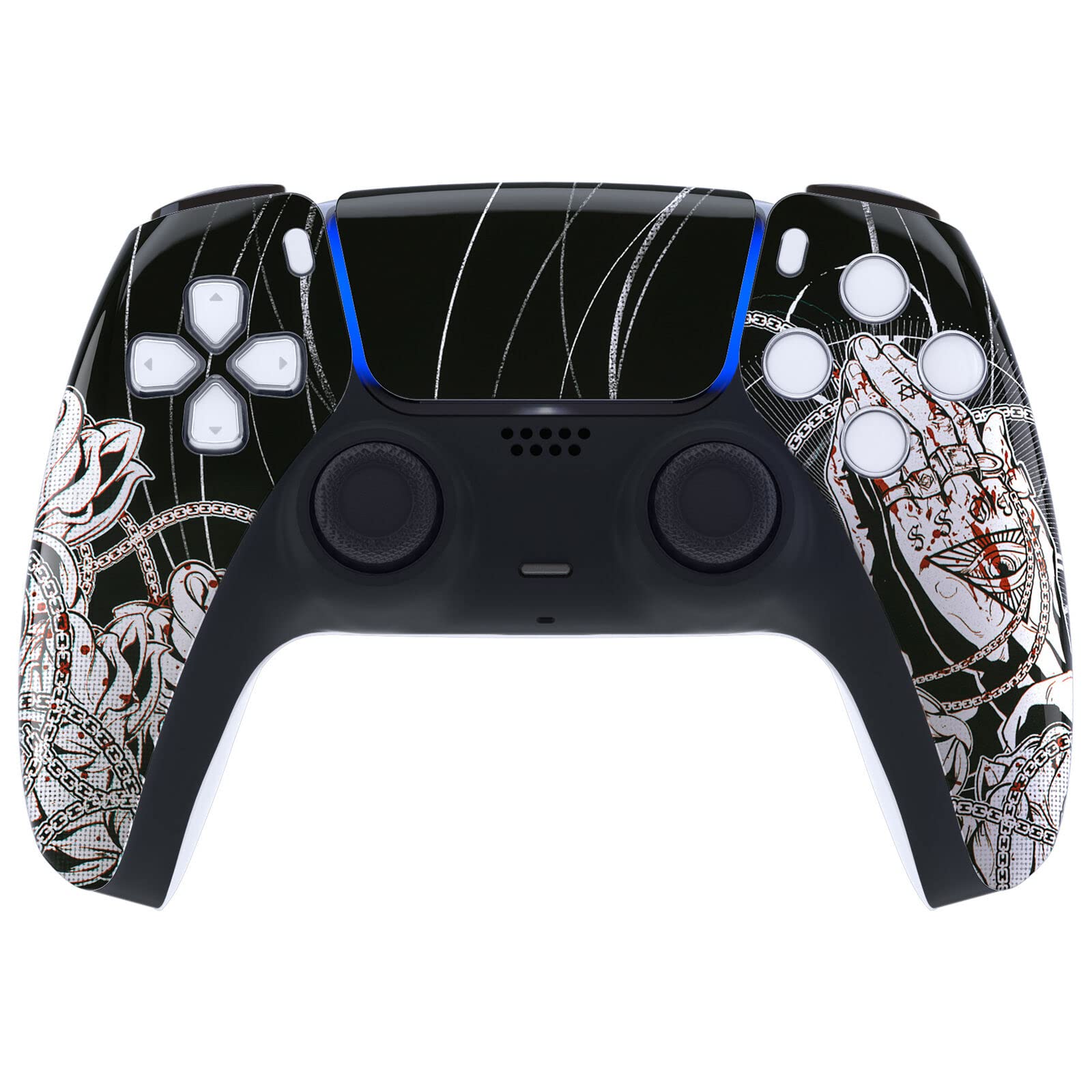 Custom Wireless PS5 Controller - Hand Airbrushed Gaming Pad with Multiple Unique Designs (Bloody Forgiveness) | Perfect for Competitive Gaming, Streaming & Gift Giving
