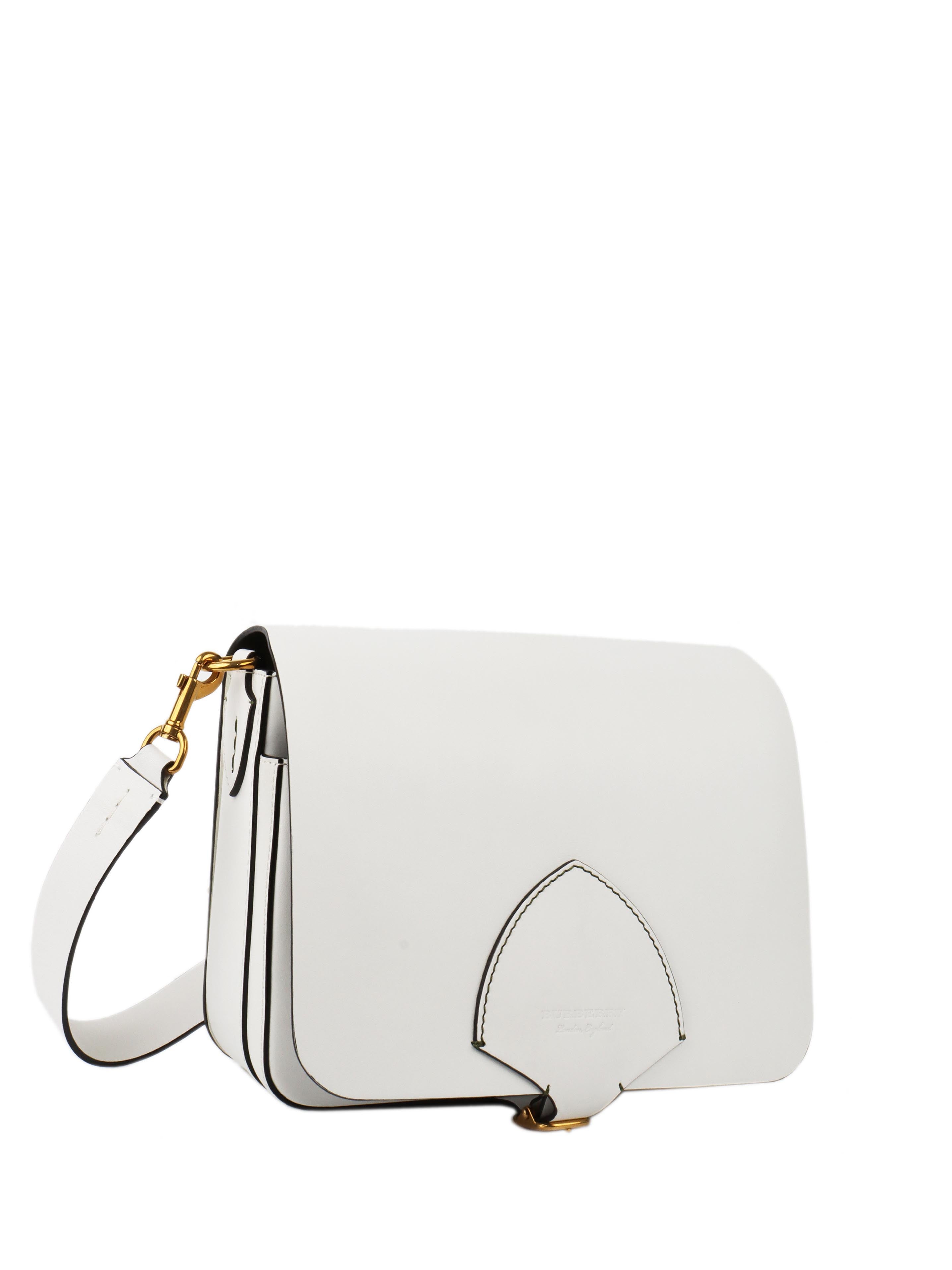 Burberry White Leather Satchel Handbag for Women - Stylish Crossbody Purse for Work, Travel & Everyday Use