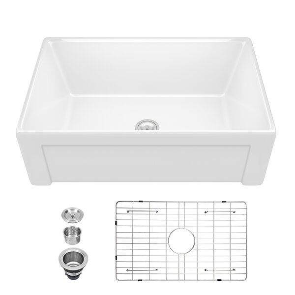 Lordear 30-Inch White Ceramic Fireclay Farmhouse Apron Front Kitchen Sink - Single Bowl Undermount Sink for Rustic & Modern Kitchens | Perfect for Cooking, Washing Dishes & Food Prep
