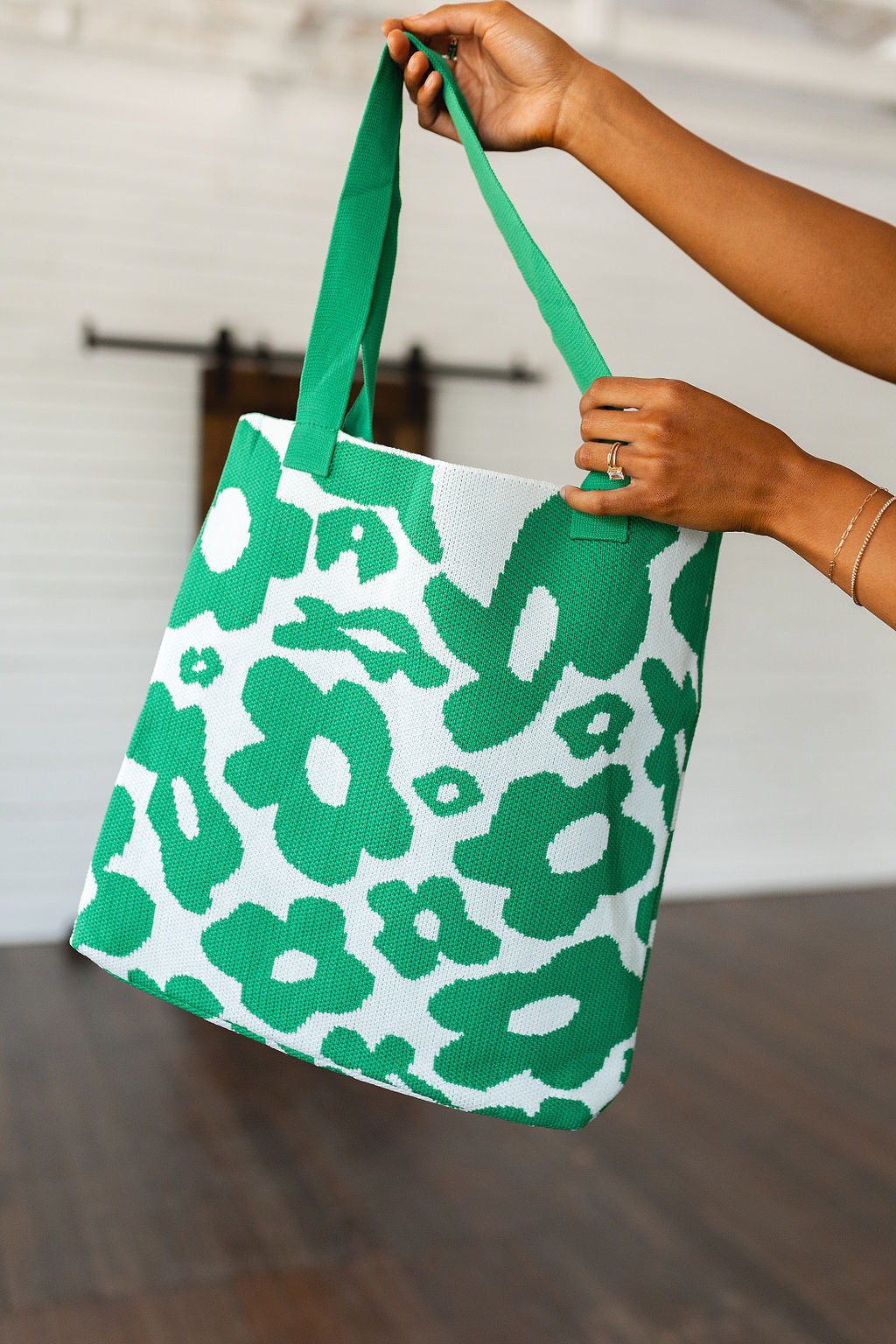 Lazy Daisy Knit Bag in Green - Eco-Friendly Cotton Tote for Women | Perfect for Grocery Shopping, Beach Trips & Daily Use