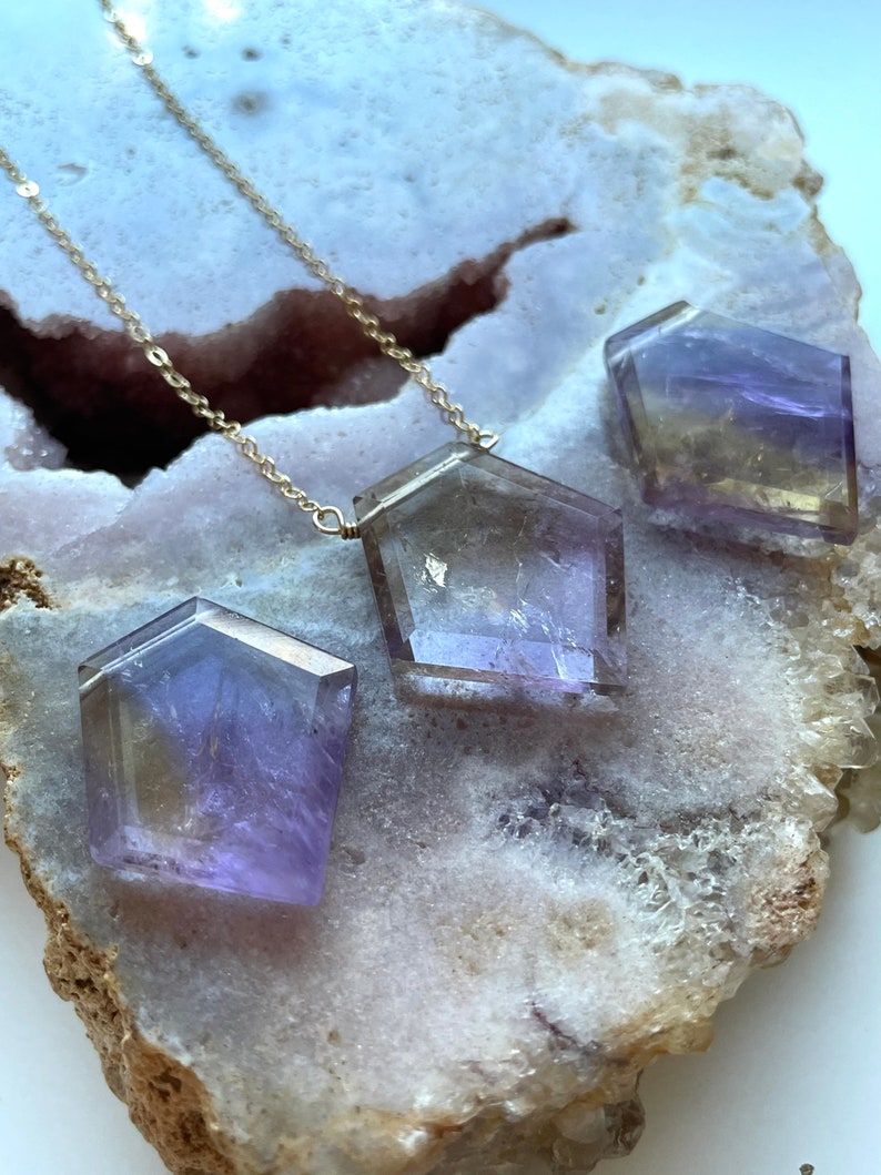 Large Ametrine Statement Pendant Necklace - Raw Natural Crystal Jewelry - 14K Gold Filled or Sterling Silver - Perfect for Boho Fashion, Wedding Accessories & Gift Giving