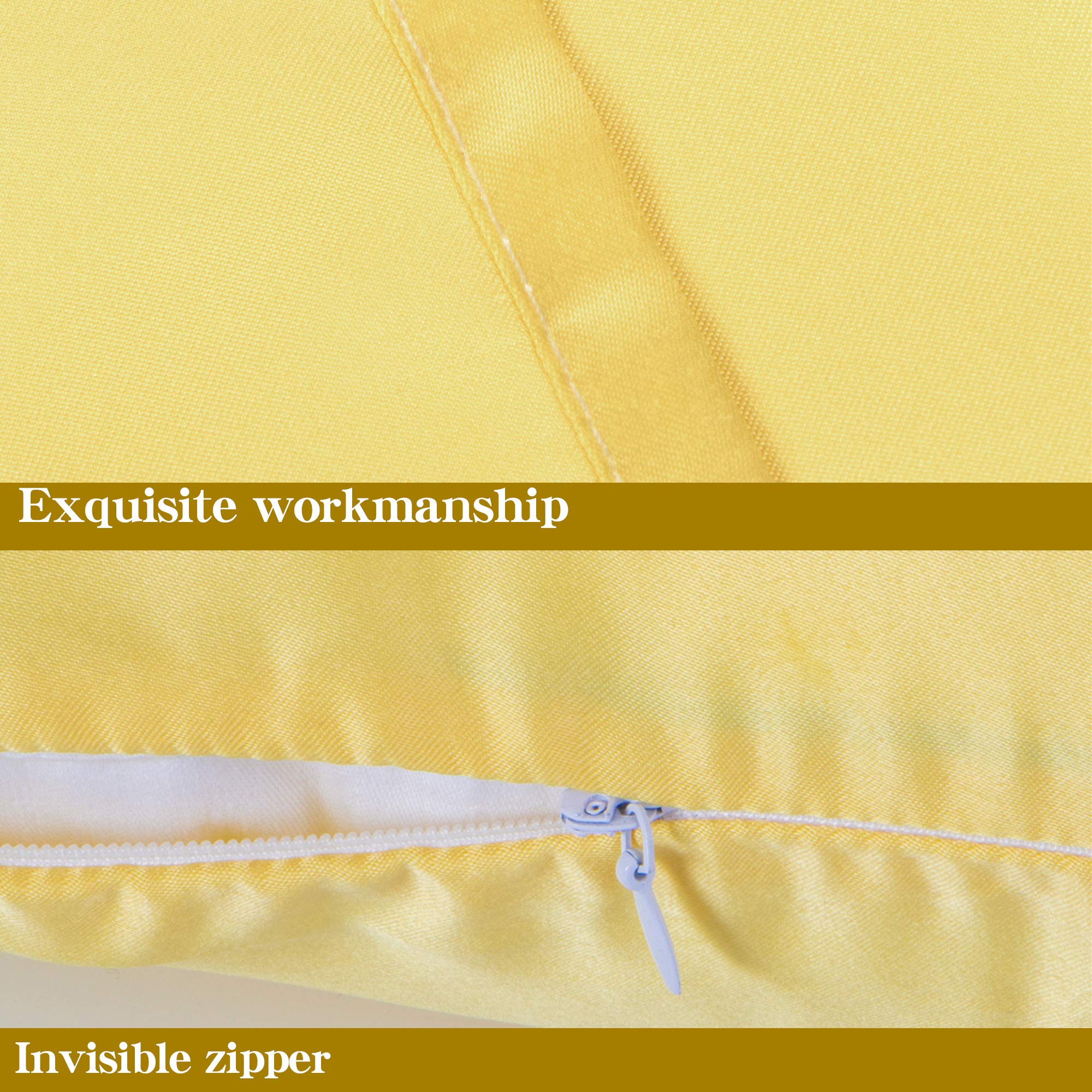 NTBAY Zippered Satin Body Pillow Cover - Cooling Silky Slip Pillowcase with Hidden Side Zipper, 20x54 Inches, Yellow - Perfect for Pregnancy, Back Pain Relief & Home Decor