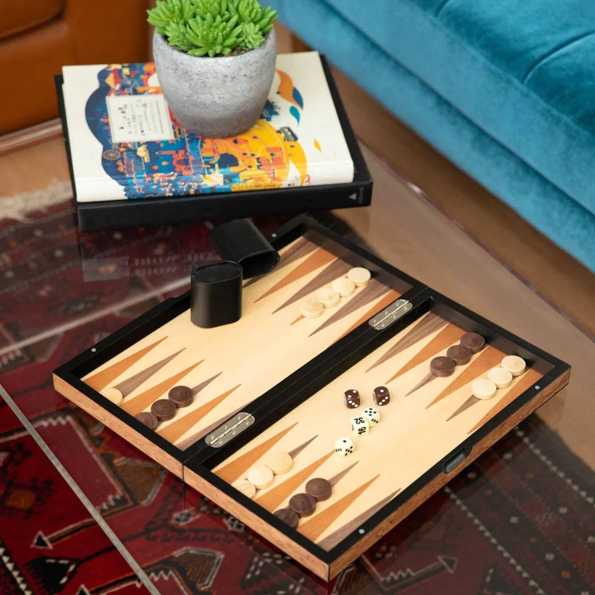 Premium Wooden Backgammon and Chess Set - 2 in 1 Classic Board Games for Adults & Family - Portable Travel Game Set for Home, Office, Camping and Gifts