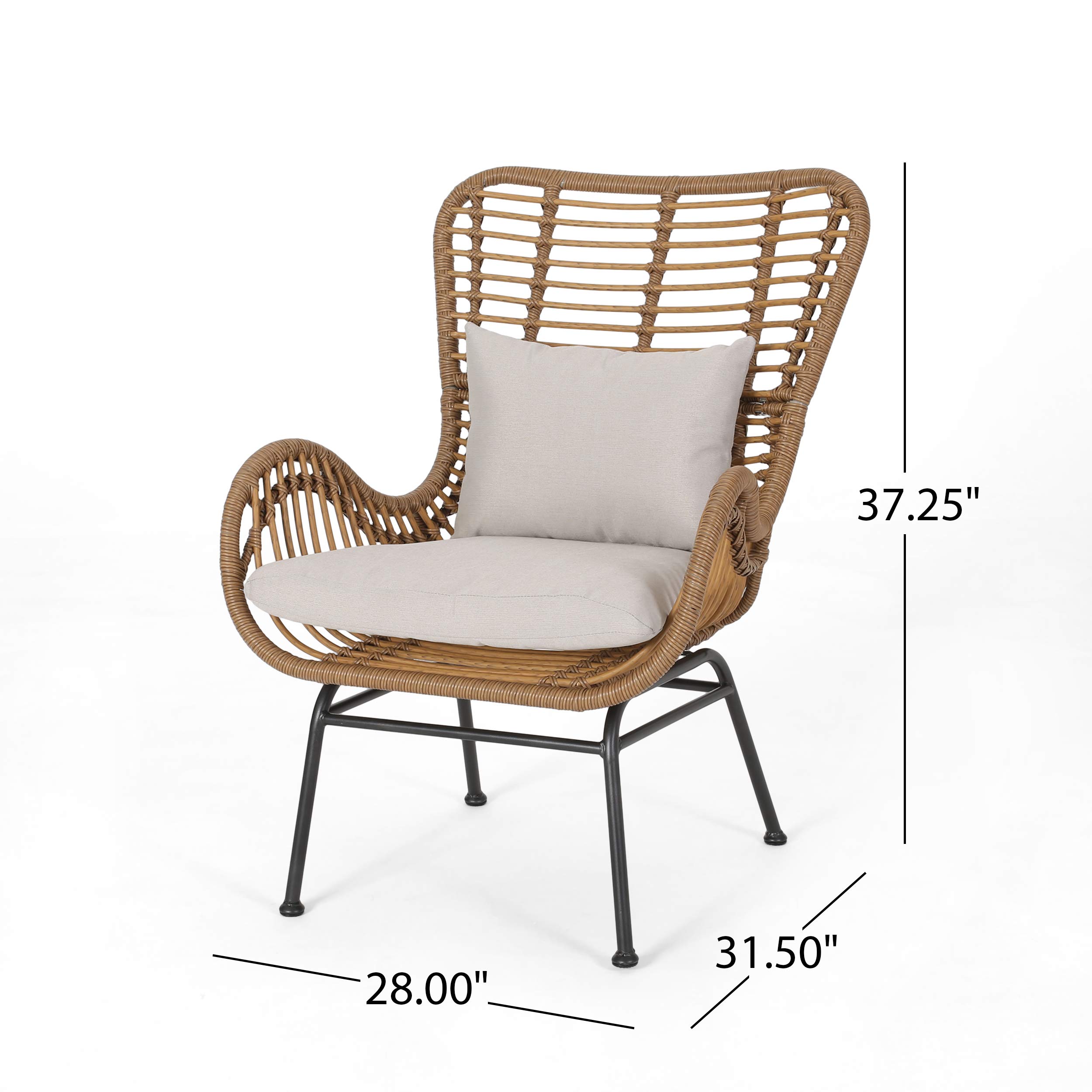 Premium Outdoor Wicker Club Chairs with Cushions (Set of 2) - Light Brown & Beige - Weather-Resistant Patio Furniture for Garden, Poolside & Backyard Relaxation