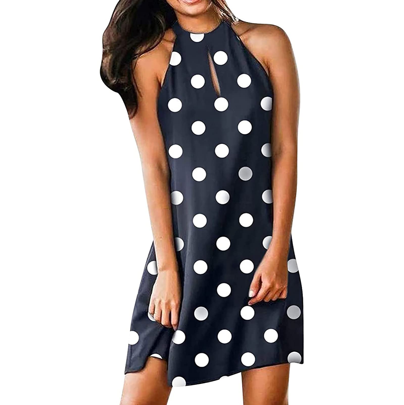 RKSTN Women's Summer Halter Butterfly Print Sleeveless Midi Dress - Elegant Guest Dress for Beach Parties, Weddings & Casual Outings