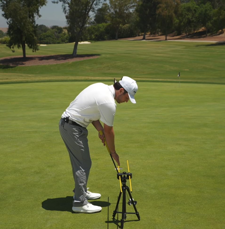 Premium Golf Swing Trainer Kit - 360° Alignment Sticks with Tripod & Smartphone Holder | Professional Golf Training Aid for Perfecting Swing Technique | Ideal for Driving Range Practice & Home Training