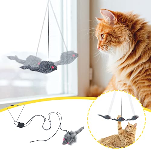 Interactive Hanging Mouse Cat Toy - Retractable Plush Door Toy for Kittens & Adult Cats - Fun Exercise & Hunting Game for Indoor Playtime