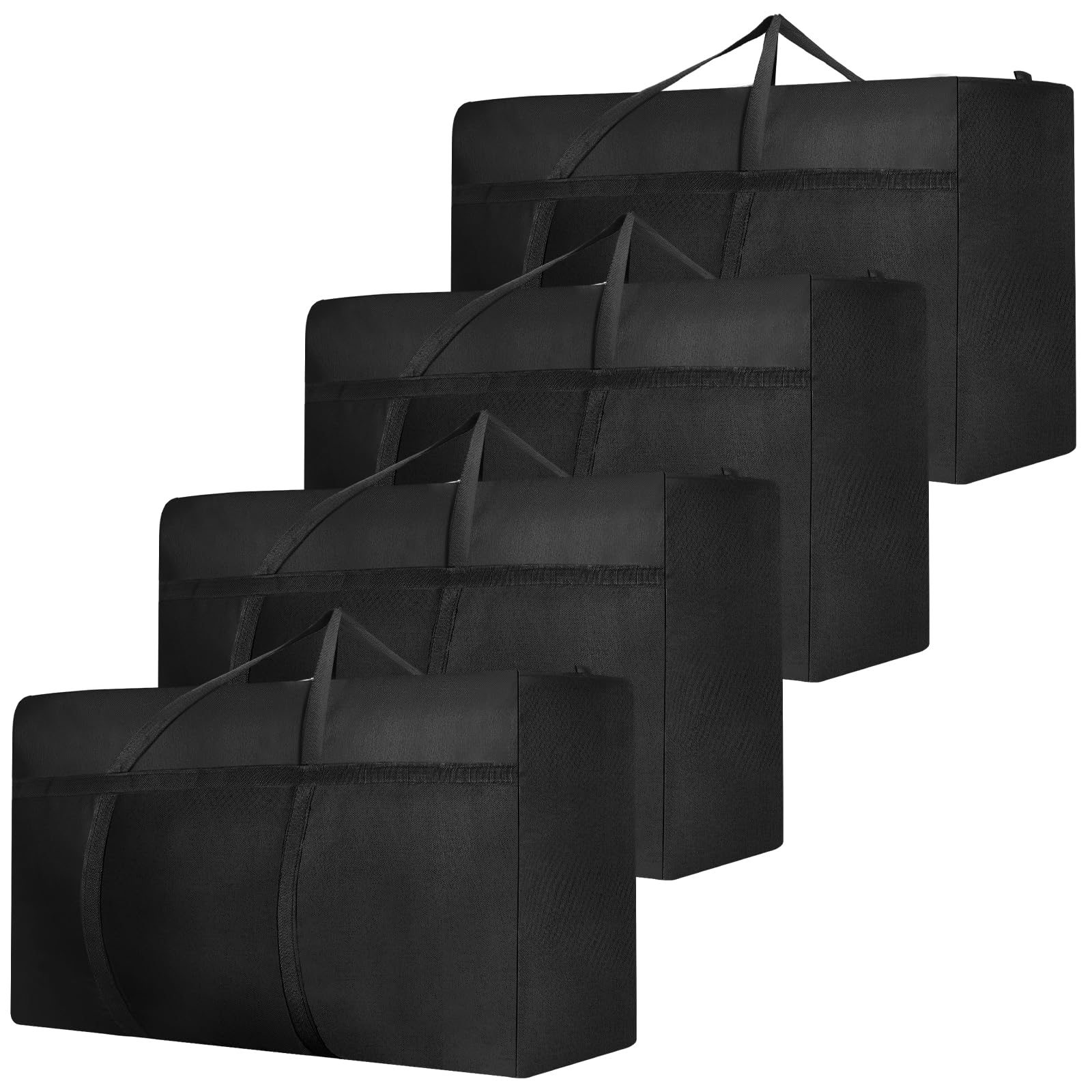 4 Pack 120L Extra Large Storage Bags with Heavy Duty Zippers - Waterproof Moving Bags for Clothes, Bedding, Comforters & Blankets - Perfect for Home Organization, Seasonal Storage & Christmas Decorations