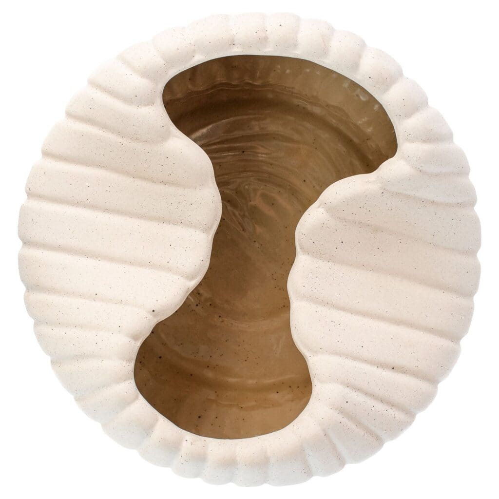 Cyan Design 11777 Organic Ribbed Bowl - Handcrafted Ceramic Grainy White Serving Bowl for Soup, Salad, Fruit - Perfect for Dining, Entertaining & Home Decor
