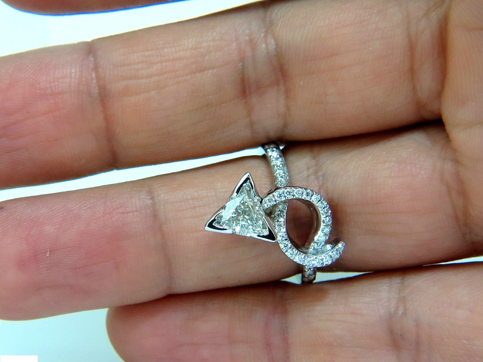 1.56CT Triilliant Diamond Crossover Ring in 14KT White Gold - Elegant Modern Jewelry for Weddings, Anniversaries & Special Occasions