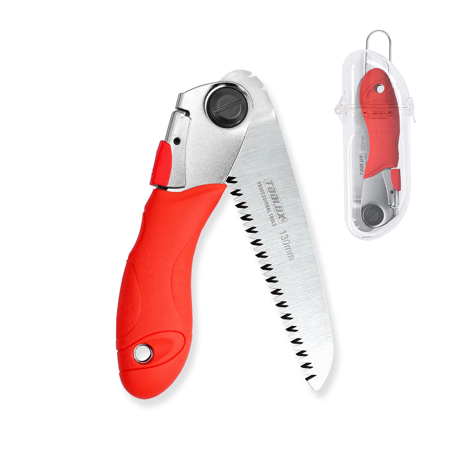 5 Inch Folding Pruning Saw with Razor Teeth - Compact Hand Saw for Tree Branches, Wood Cutting, Camping & Outdoor Use - Includes Portable Carrying Case