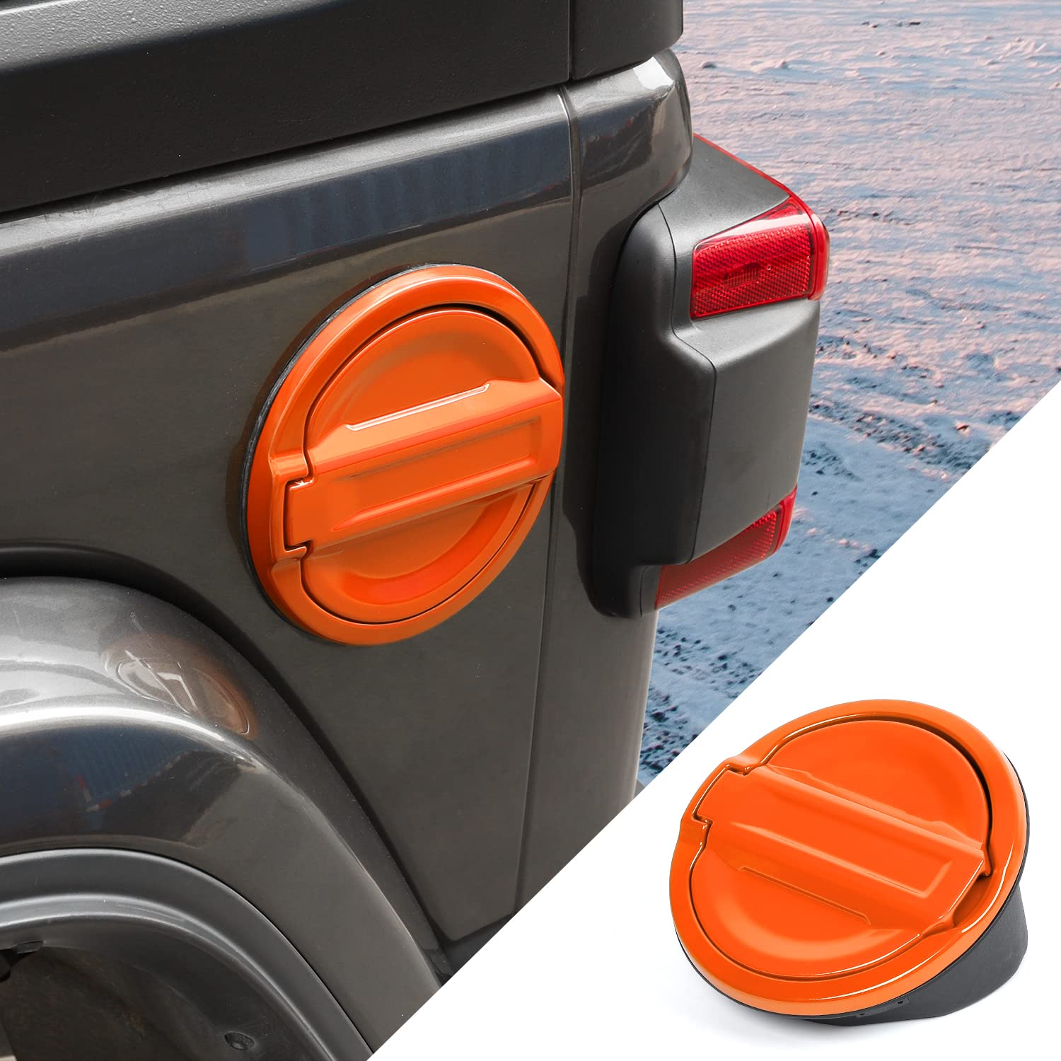 Aluminum Alloy Fuel Tank Cover Gas Cap for 2018-2025 Jeep Wrangler JL (2/4 Door) - Orange Exterior Accessory | Durable & Stylish Upgrade for Off-Road Adventures & Daily Driving
