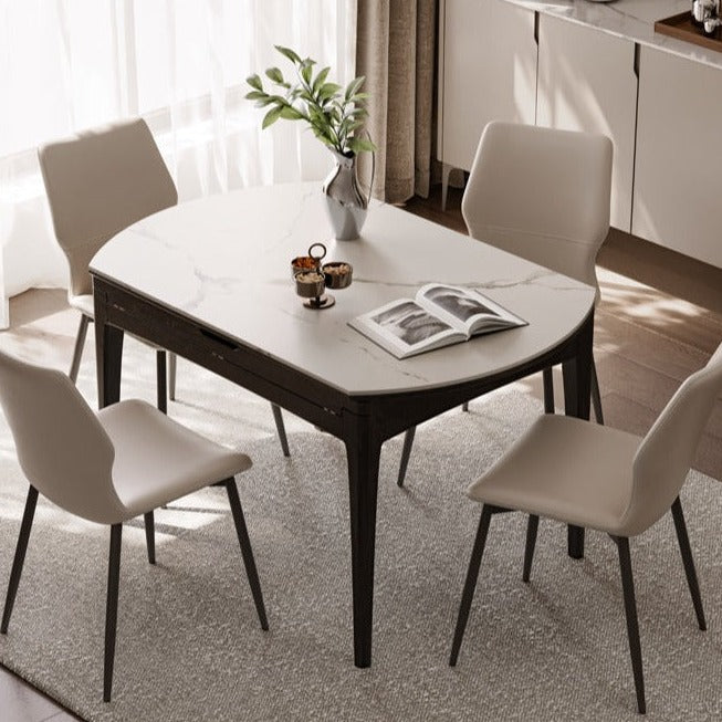 Solid Oak Wood Folding Dining Table - Light Luxury Rock Slab Design for Small Spaces, Apartments & Outdoor Dining | Durable & Stylish Home Furniture
