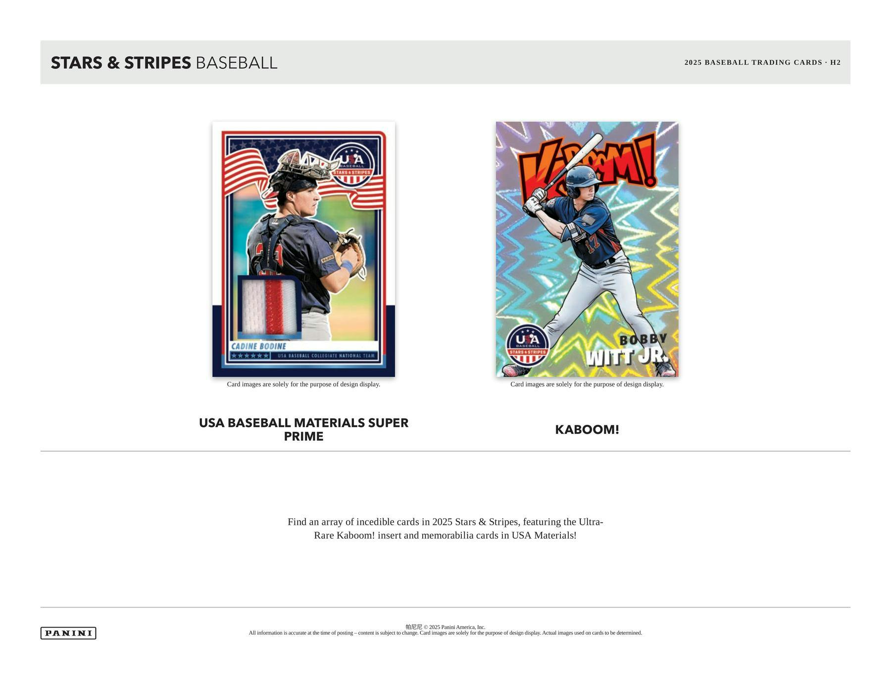 2025 Panini USA Stars & Stripes Baseball H2 Box - 24 Packs with Exclusive Rookie Cards & Autographs | Perfect for Collectors & Fantasy Baseball Fans