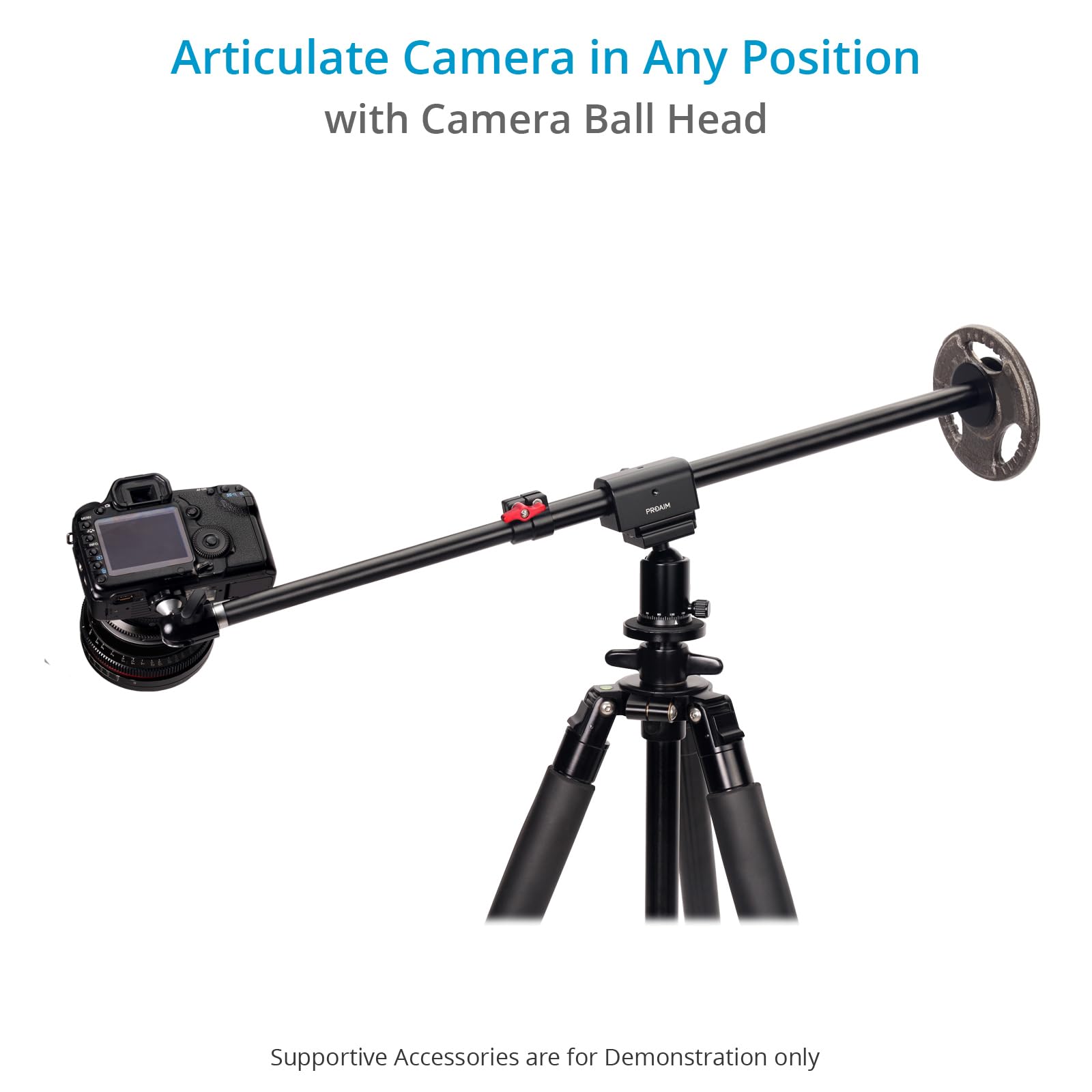 PROAIM Overhead Camera Boom Pole for Photography & Videography - 23 to 40 Inch Adjustable Telescopic Arm with Ball Head & Tripod Adapter - Perfect for Tabletop Product Shots, Food Photography, and YouTube Videos (P-OHBP-01)