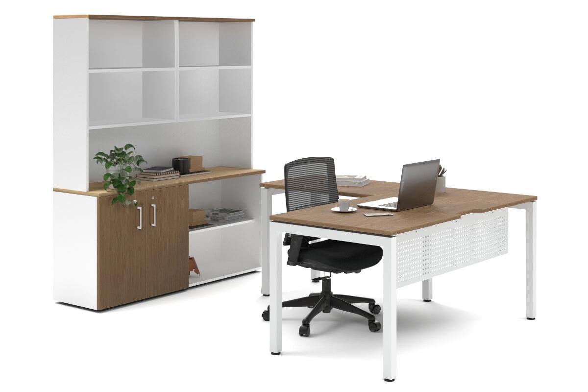Quadro Square Legs L-Shaped Executive Desk with White Legs [1800L x 1700W] - Perfect for Home Office, Modern Workspace & Executive Suites