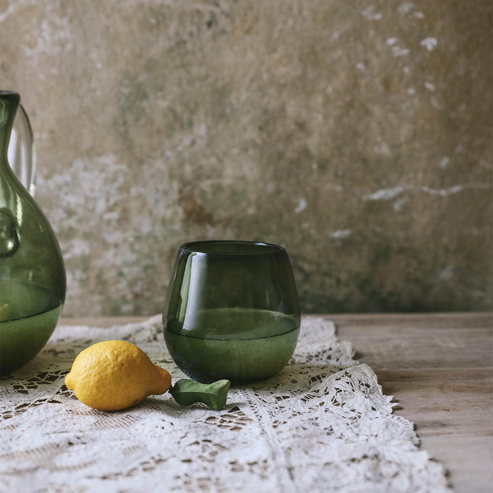 Recycled Glass Shorty Bottle - Eco-Friendly Olive Oil Dispenser for Kitchen & Dining | Perfect for Salad Dressing, Cooking & Gifting