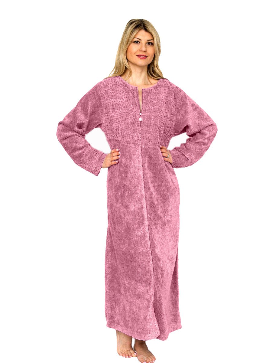 Women's Soft Cotton Chenille Bathrobe - Full Length Plush Robe for Spa, Lounge & Relaxation at Home