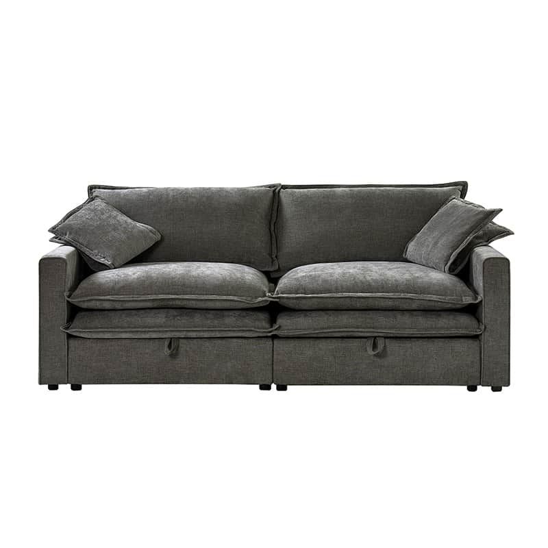 Comfortable Storage Sofa with Dual Layer Cushions & Wide Armrests - Perfect for Living Room, Bedroom, and Small Space Relaxation