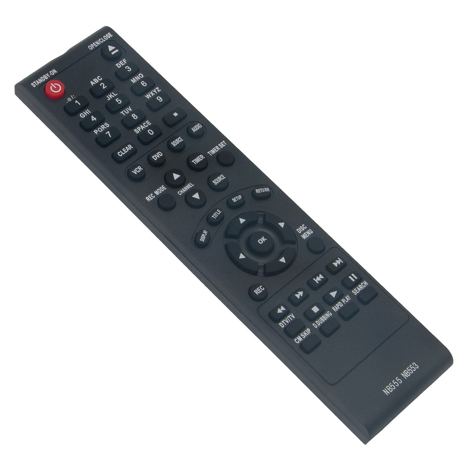 AIDITIYMI NB555 NB553 Replacement Remote Control Compatible with Magnavox DVD Recorder Models ZV450MW8A ZV450MW8 SV08R242 ZV450MWB ZV420MW8 ZC352MW8 ZC350MS8 ZC352MW8B - Perfect for Home Entertainment Systems & DVD Player Accessories