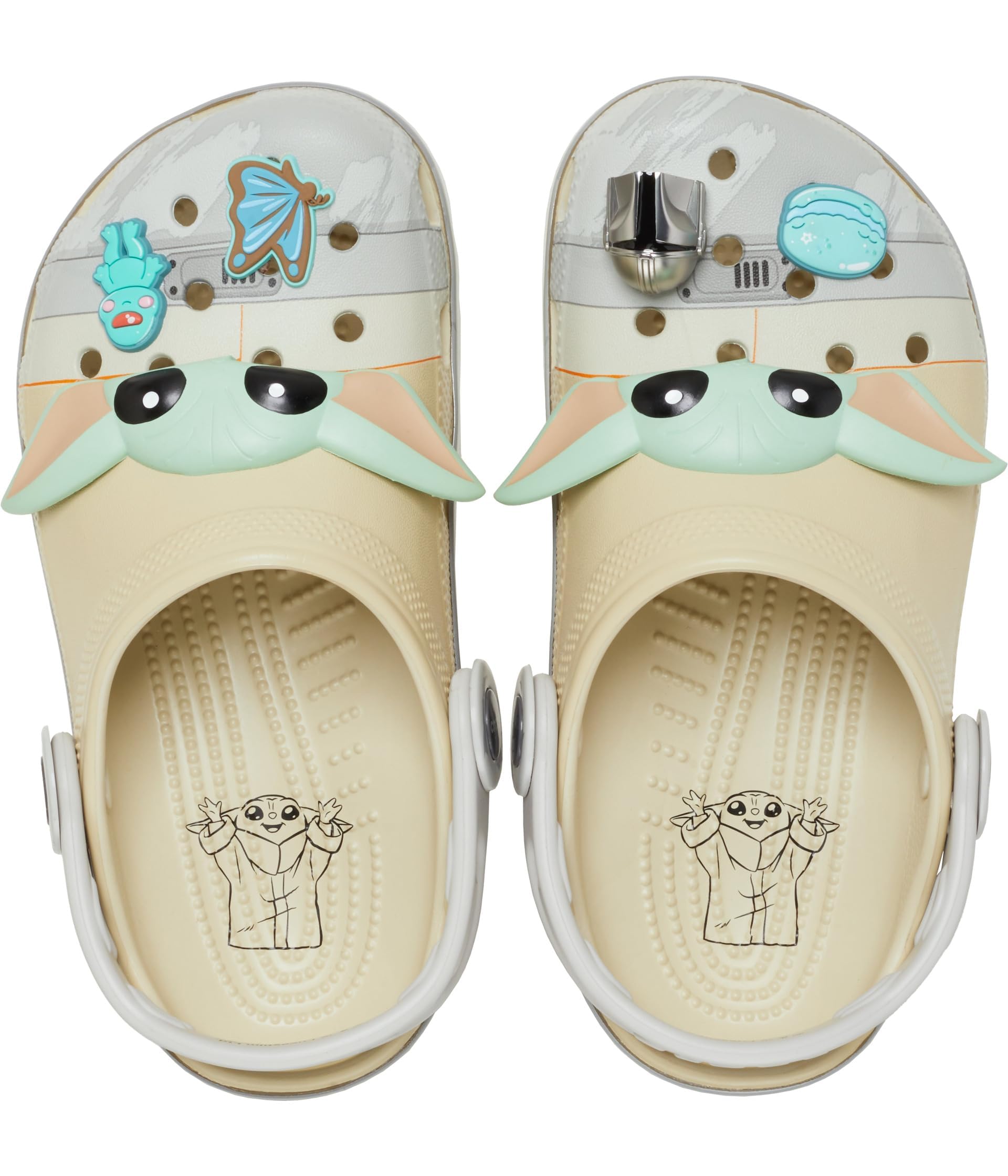 Crocs Boys Classic Star Wars Clogs - Grogu The Child K Bone Design | Lightweight Comfortable Kids Shoes for School, Play & Outdoor Activities