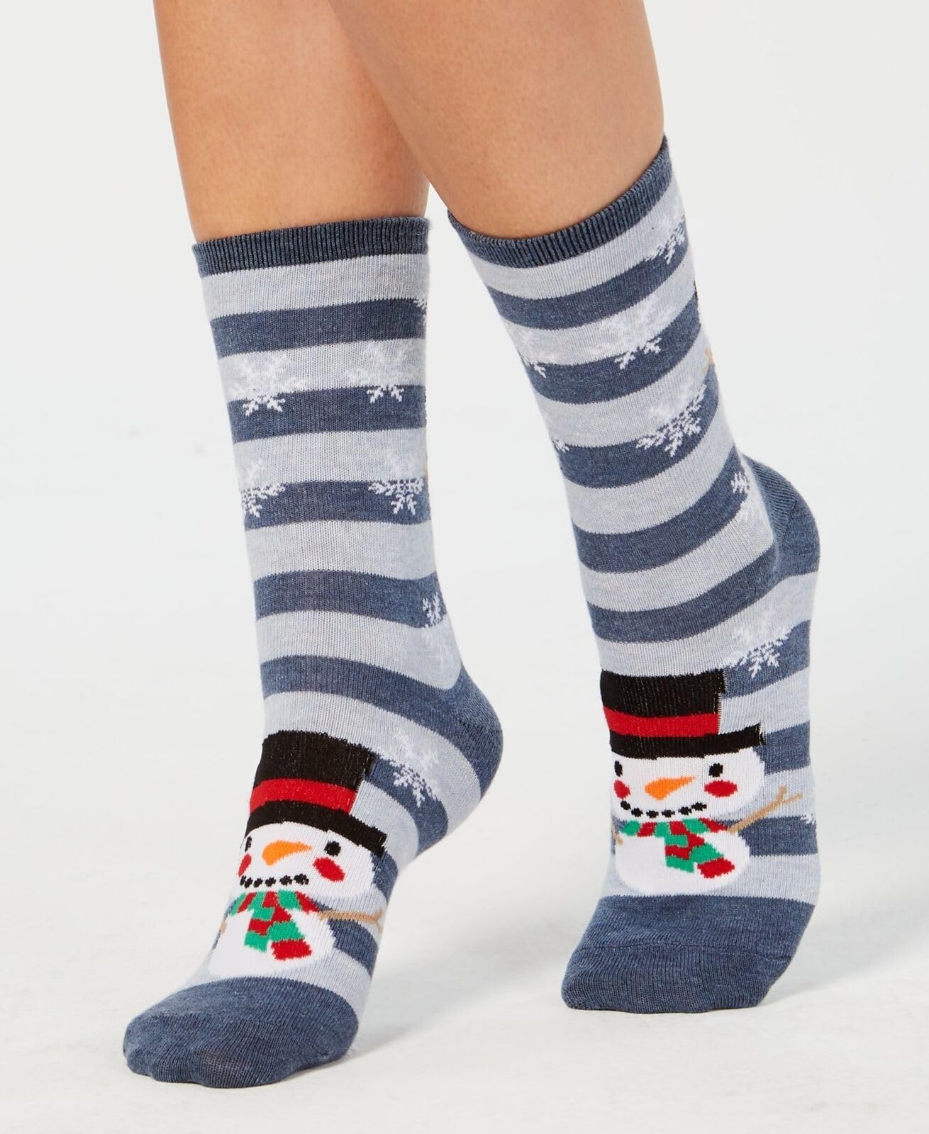 Charter Club Women's Snowman Crew Socks - Navy Blue Holiday Socks for Women (Size 9-11) - Cozy Christmas Gift & Winter Fashion Accessory for Casual Wear, Office, and Festive Outfits
