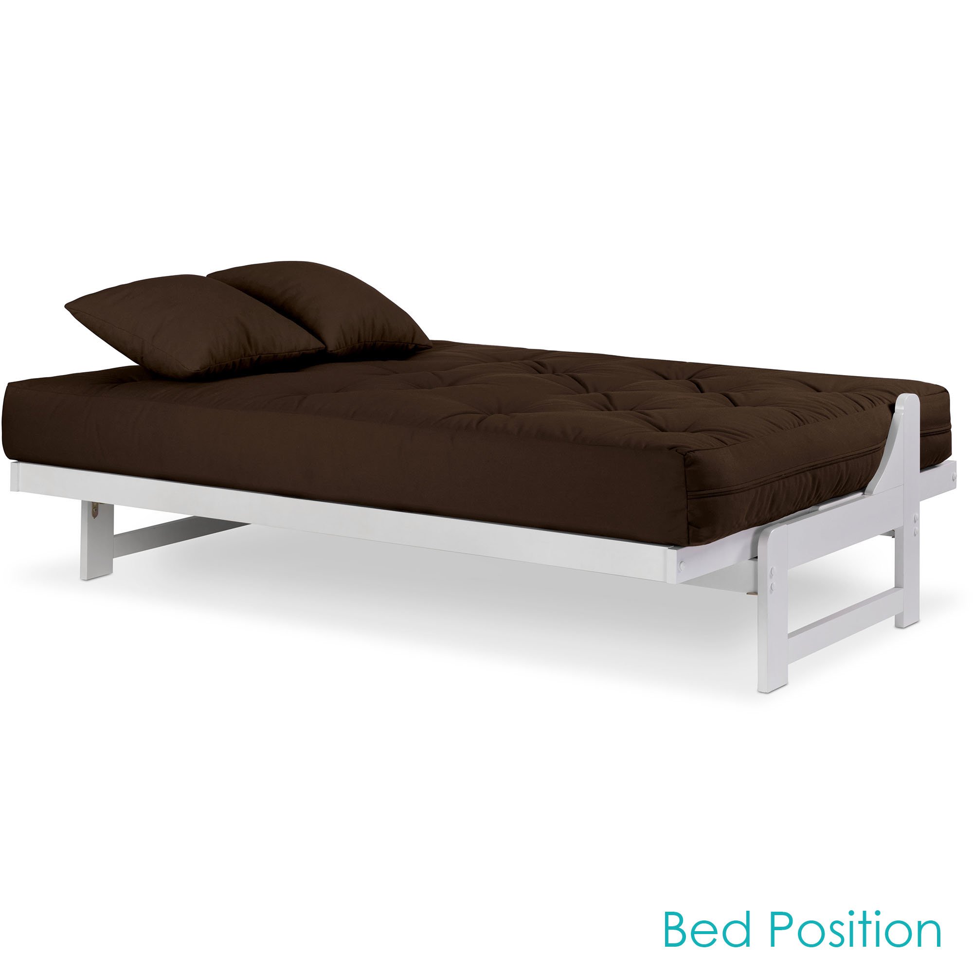 Nirvana Futons Arden Armless White Wood Futon Frame Only - Full or Queen Size Solid Hardwood Sofa Bed Frame | Space Saving Design for Small Rooms, Dorms & Apartments | Perfect for Guest Beds, Home Offices & Studio Living