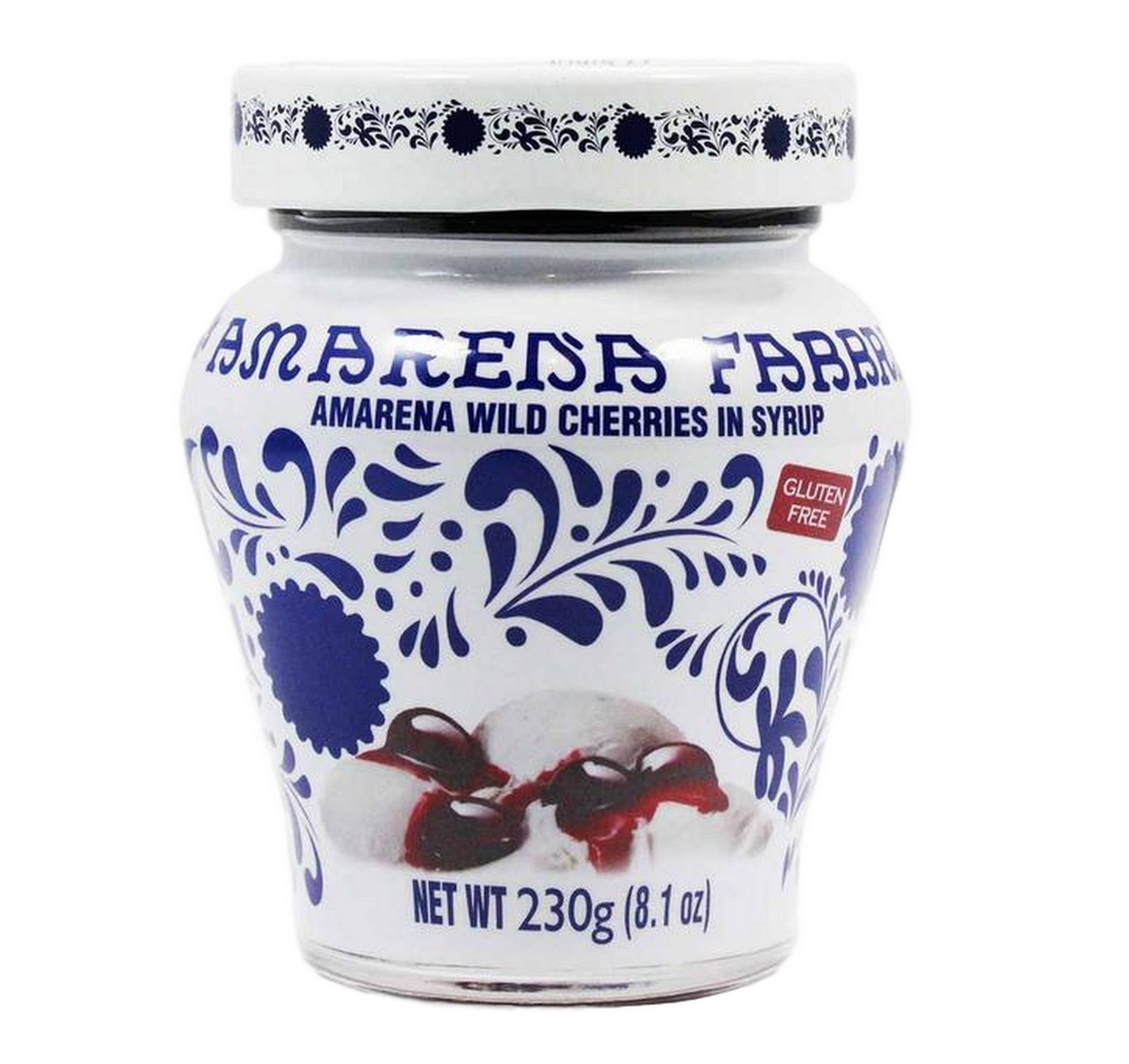 Fabbri Amarena Wild Cherries in Syrup - 8.1 oz (230g) Jar - Premium Italian Dessert Topping for Ice Cream, Cakes & Cocktails