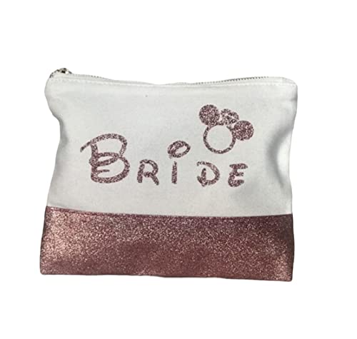 Rose Gold Mouse Makeup Bag - Elegant Bridal Wedding Gift for Bride, Bridesmaids & Bridal Party - Perfect for Bridal Showers, Bachelorette Parties & Wedding Prep