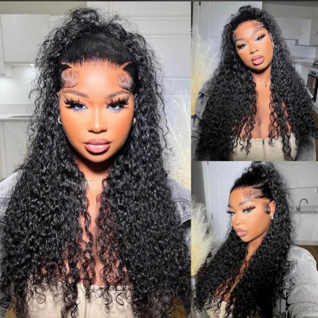 13x6 HD Lace Front Human Hair Wig - 200% Density Mongolian Curly Virgin Hair with Baby Hair & Pre-Plucked Hairline | Glueless Unprocessed Curly Wig for Black Women (22 Inch) | Perfect for Daily Wear, Parties, Cosplay & Special Occasions