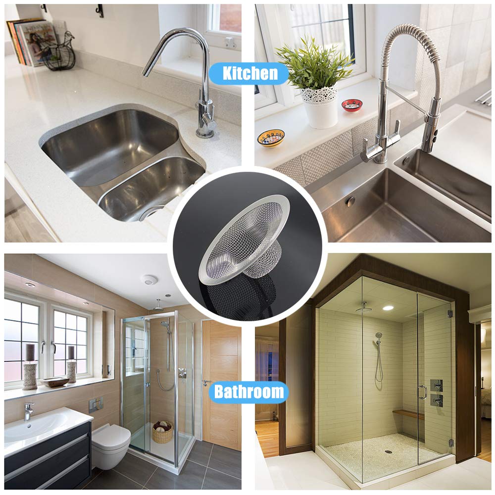 Stainless Steel Shower & Sink Drain Hair Catcher - 2 Pack (3.54 Inch) by Lechay | Bathroom Tub Drain Protector for Hair Clog Prevention | Perfect for Showers, Bathtubs, and Sink Drains