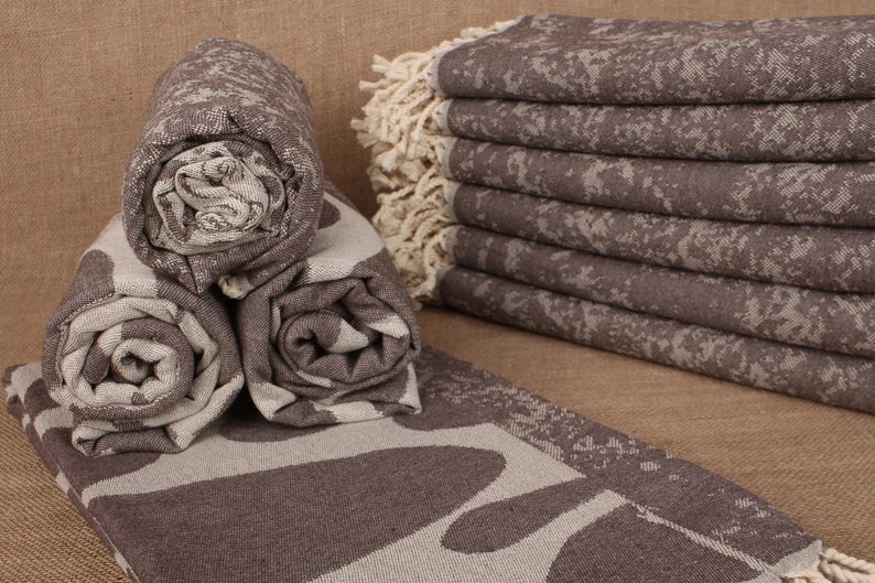 Premium Brown Turtle Turkish Beach Towel - Extra Large, Soft & Absorbent - Perfect for Pool, Beach, Travel & Yoga