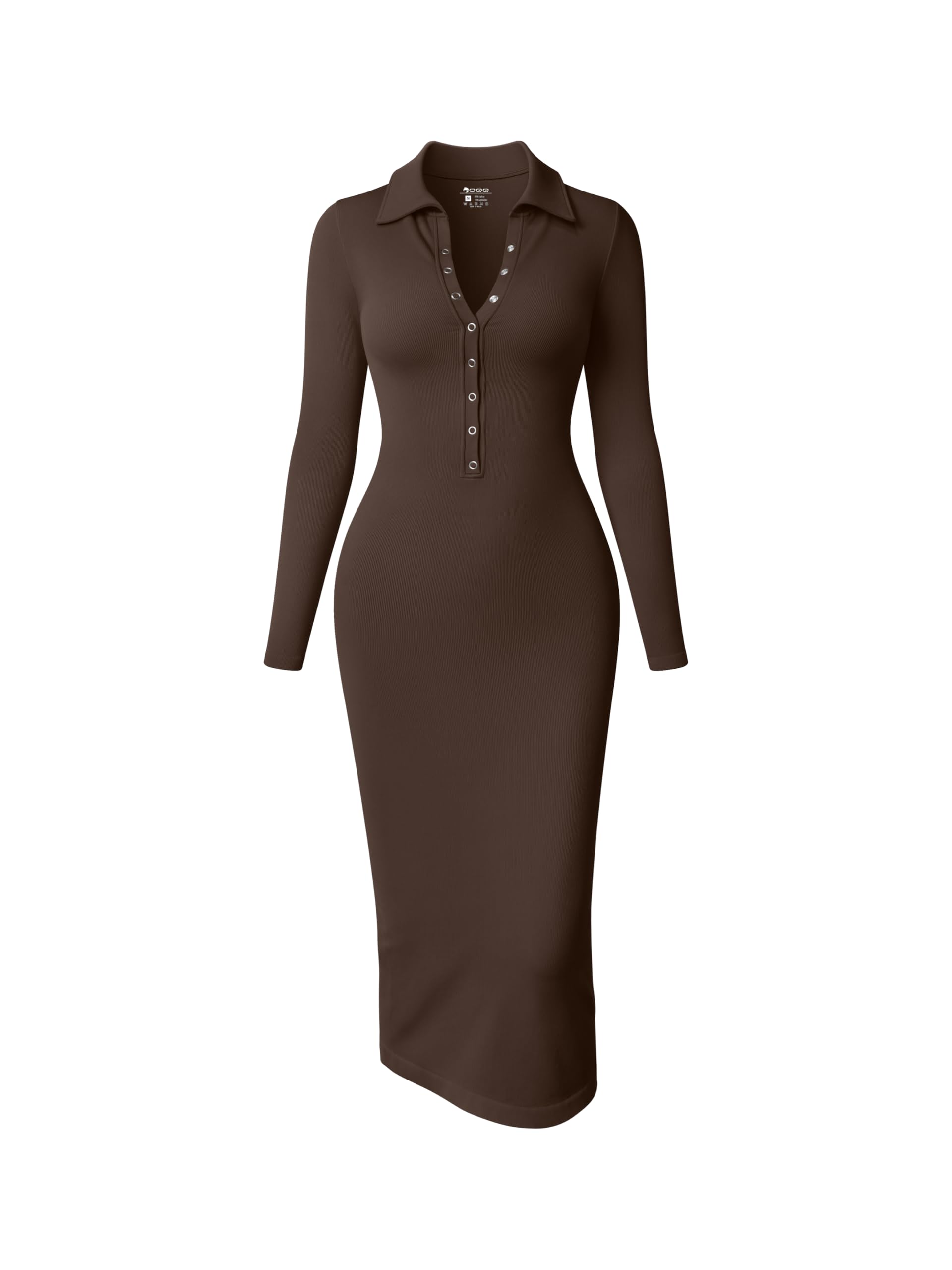 OQQ Women's Long Sleeve Maxi Dress - Ribbed Knit Bodycon Dress with Back Slit & Button Down Design | Elegant Party, Evening & Special Occasion Dresses | Perfect for Weddings, Cocktail Parties & Holiday Events | Fall & Winter Fashion | Versatile for Work, Date Nights & Formal Events | Great for Office Wear, Dinner Dates & Holiday Gatherings | Ideal for Christmas Parties, New Year's Eve & Winter Weddings | Cozy & Stylish for Cold Weather Outings