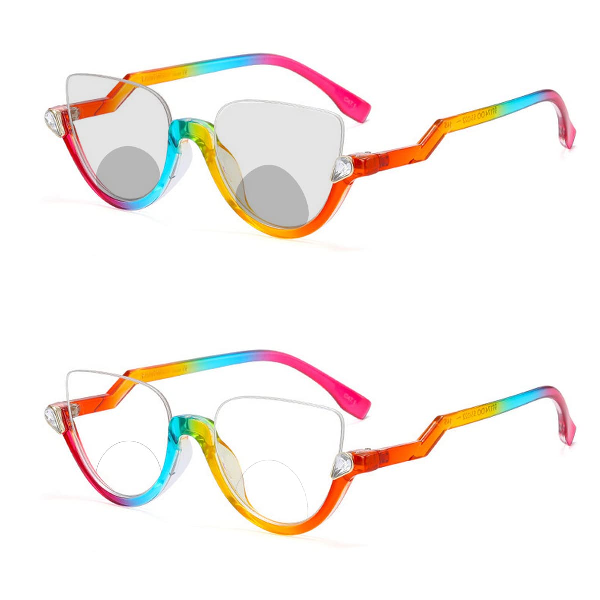 Laureles Rainbow Reading Glasses for Women - Photochromic Bifocal Readers with Stylish Cat Eye Frames (2022 Fashion) - Perfect for Presbyopia, Indoor/Outdoor Use & Fashion Accessories