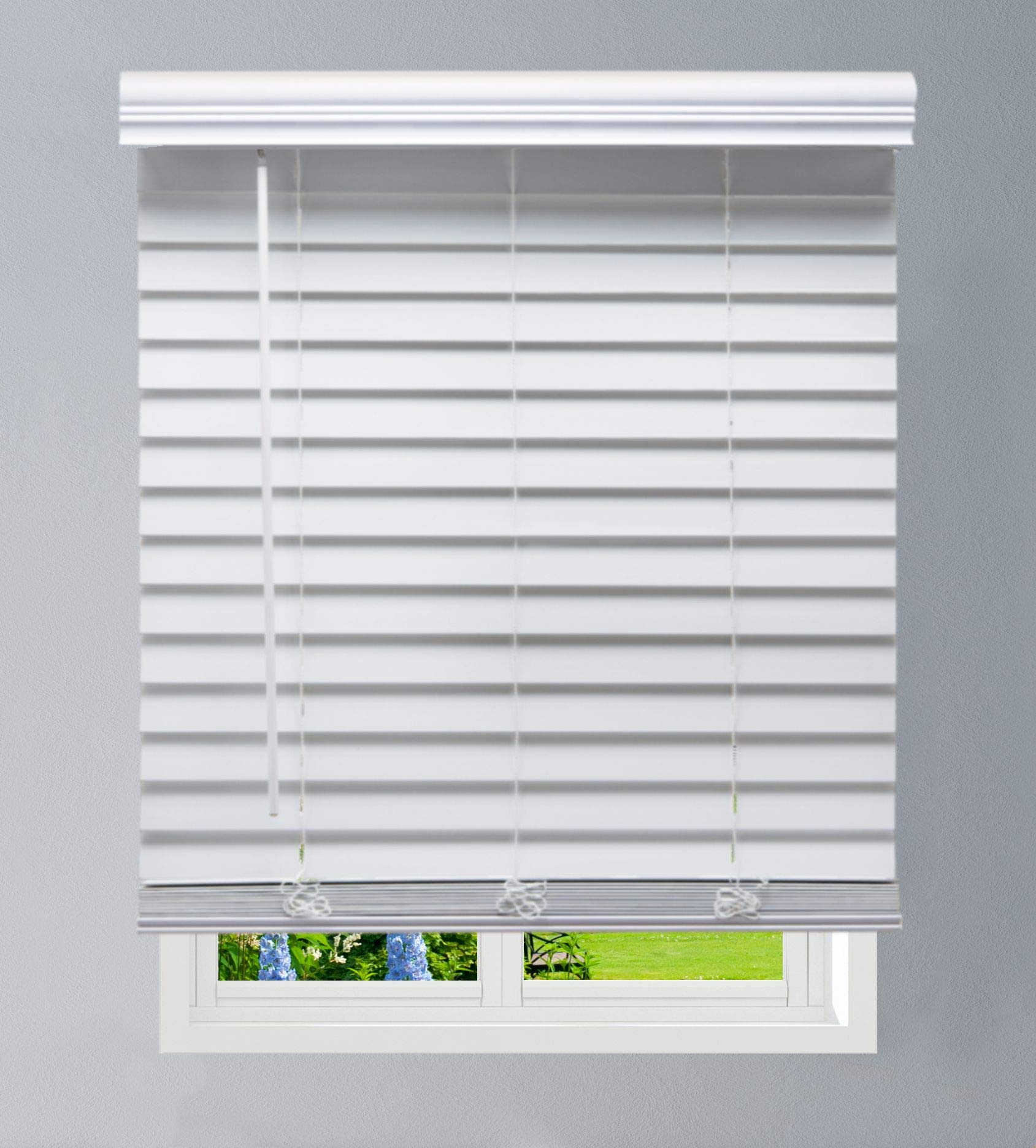 Linen Avenue Cordless Faux Wood Blind - White 63.5