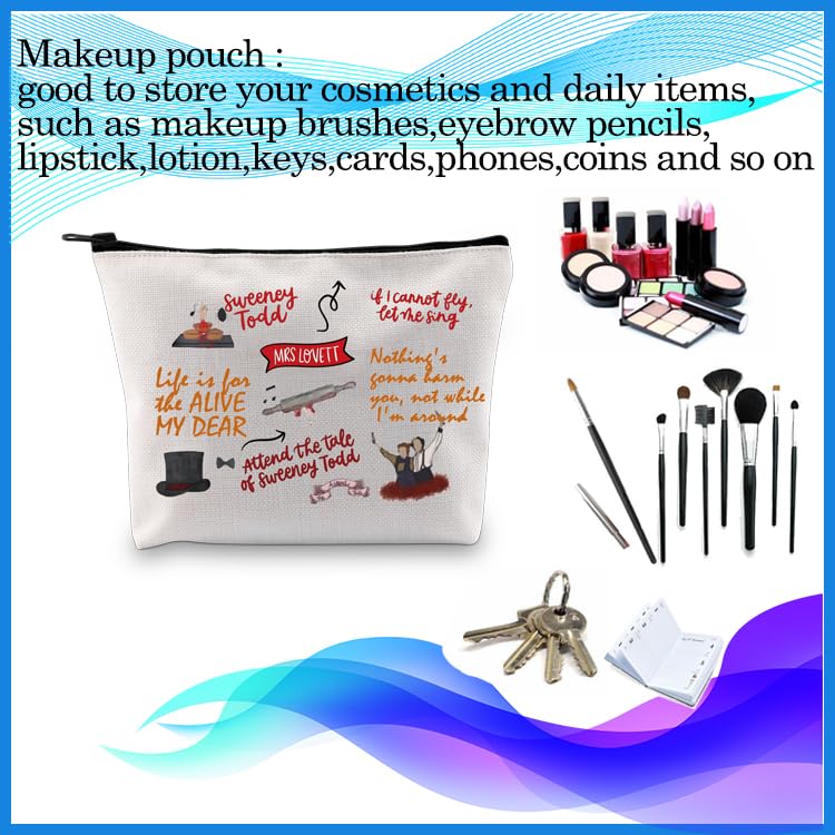 PXTIDY Sweeney Todd Musical Makeup Bag - Themed Cosmetic Pouch for Theatre Lovers, Sondheim Fans & Demon Barber Enthusiasts - Perfect Gift for Broadway Shows, Halloween & Themed Parties