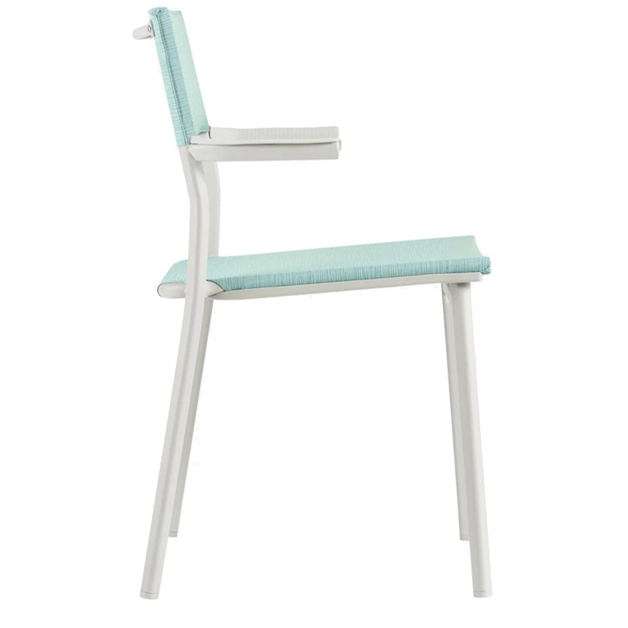 Lafuma ORON Outdoor Dining Armchair Set of 2 - Sand Frame & Mistral Blue - Weather-Resistant Patio Furniture for Garden, Poolside, and Backyard Relaxation