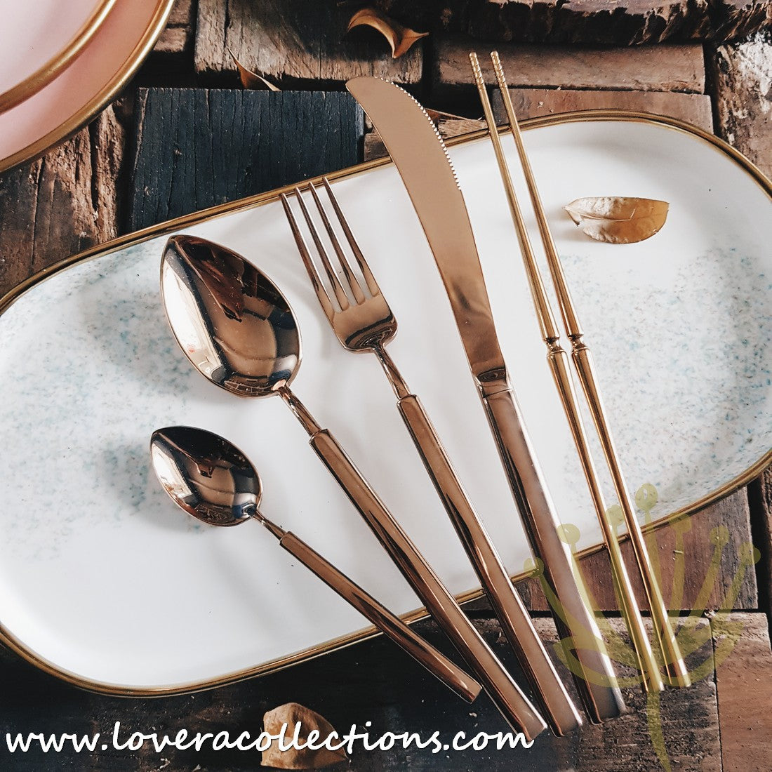Claris Shiny Gold Ion Plated Stainless Steel SS304 Cutlery Set - Premium 18-Piece Flatware Collection for Fine Dining & Special Occasions
