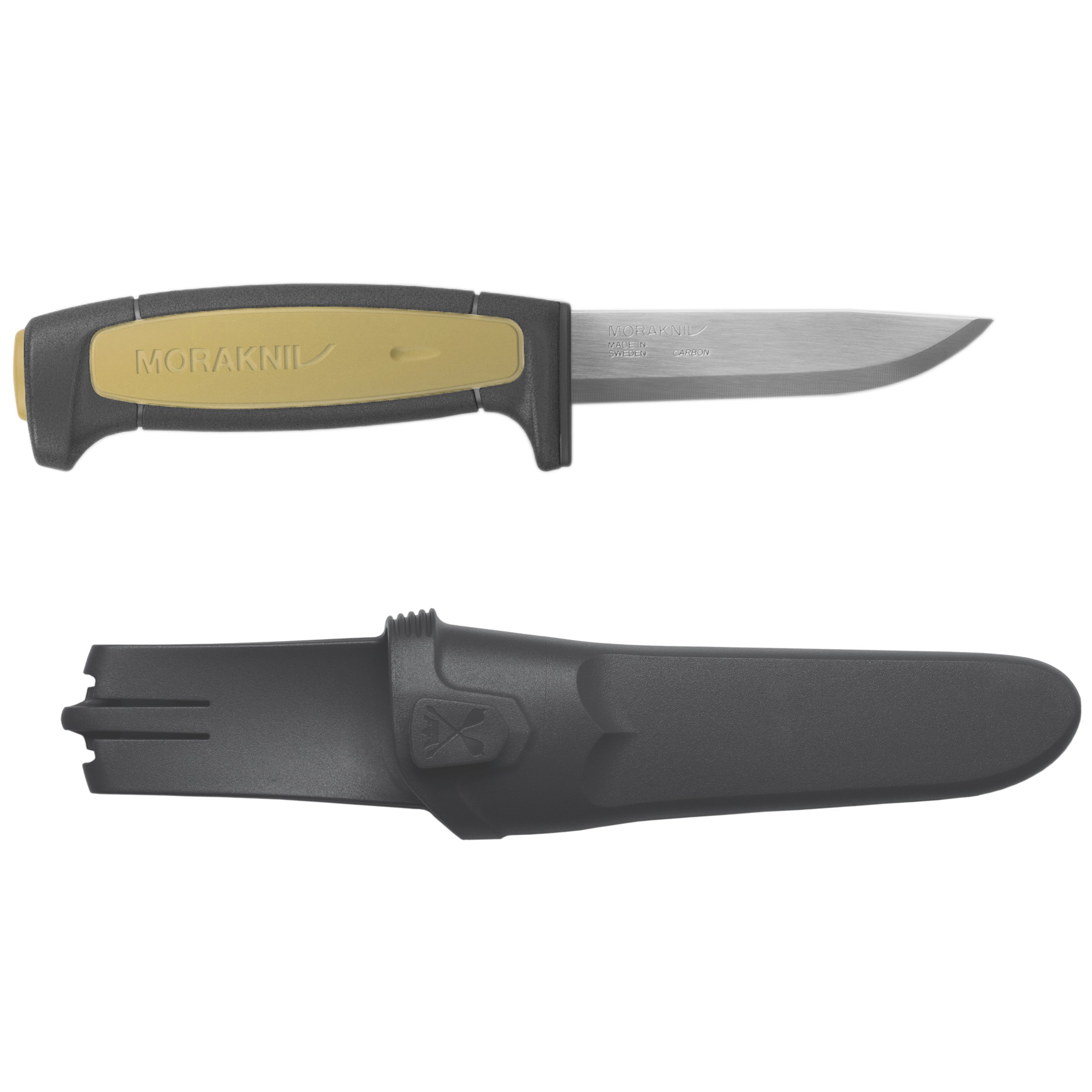 Morakniv Craftline Basic 511 High Carbon Steel Utility Knife with Combi-Sheath - 3.6 Inch Fixed Blade for Camping, Hiking & Outdoor Survival | Durable Bushcraft & Hunting Knife